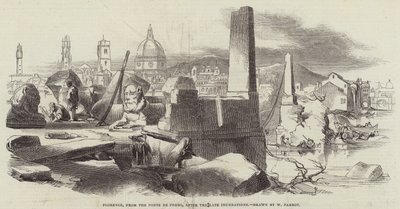 Florence, vanaf de Ponte de Perro, na de recente overstromingen door William Parrott